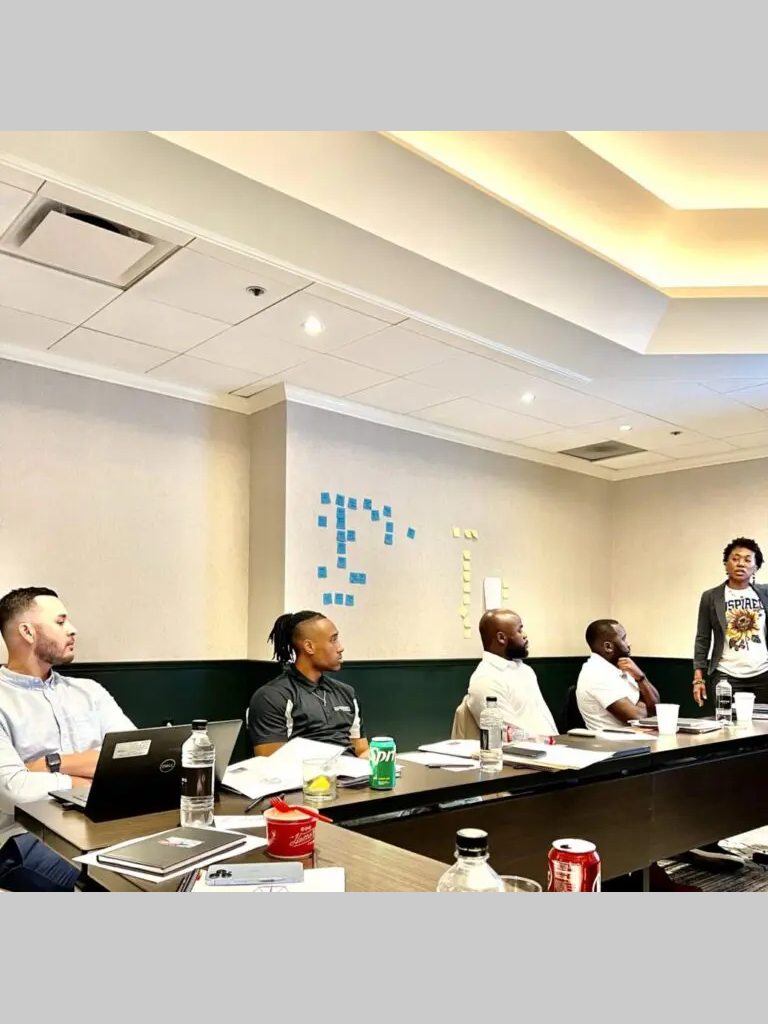 Business meeting presentation with diverse group