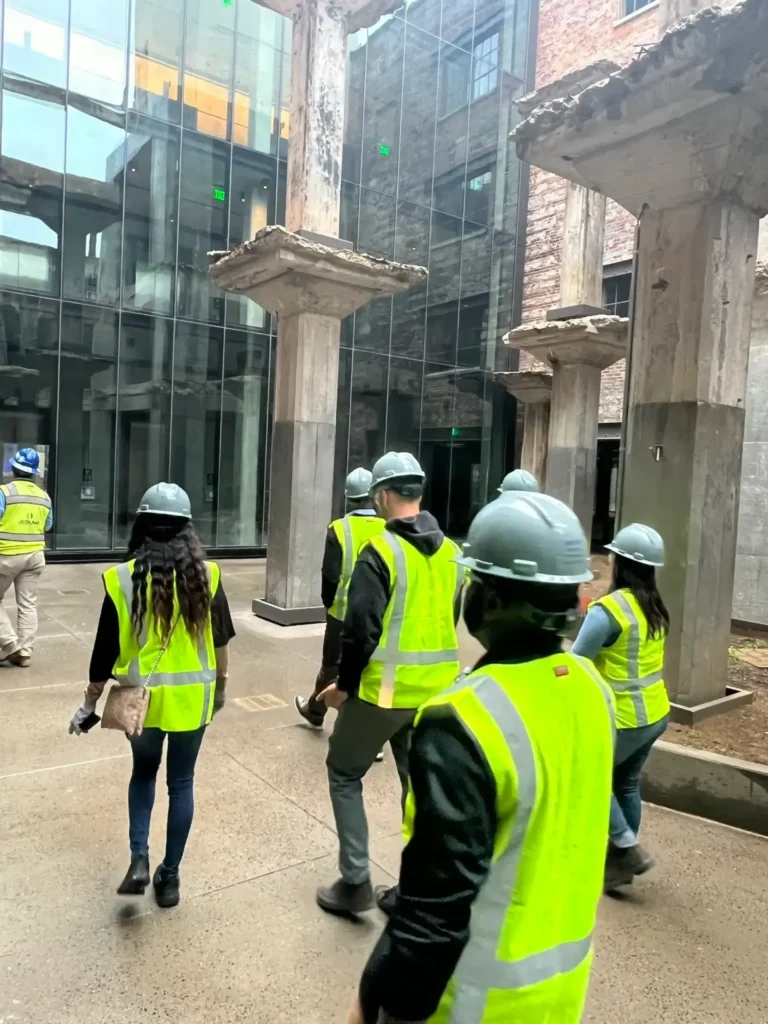 Building tour with historic columns