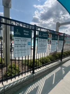 Pool rules and times displayed